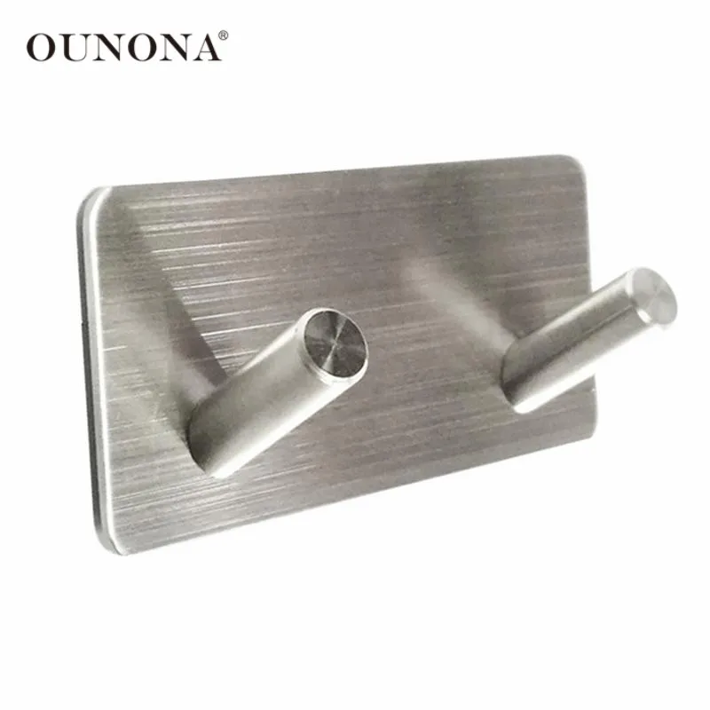 

Self Adhesive Stainless Steel Double Towel Robe Hooks Coat Bag Key Holder Hanger Waterproof Kitchen Bathroom Shower Accessories