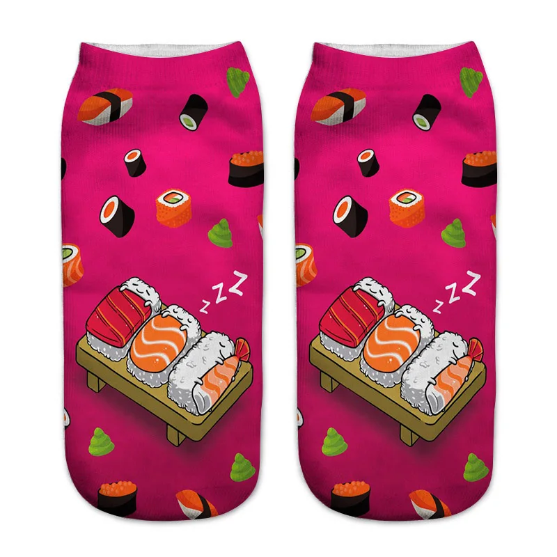 Женские Короткие повседневные забавные весенние брендовые носки с объемным принтом Happy Hot, модные летние осенние женские носки унисекс с рисунком пиццы - Цвет: 6
