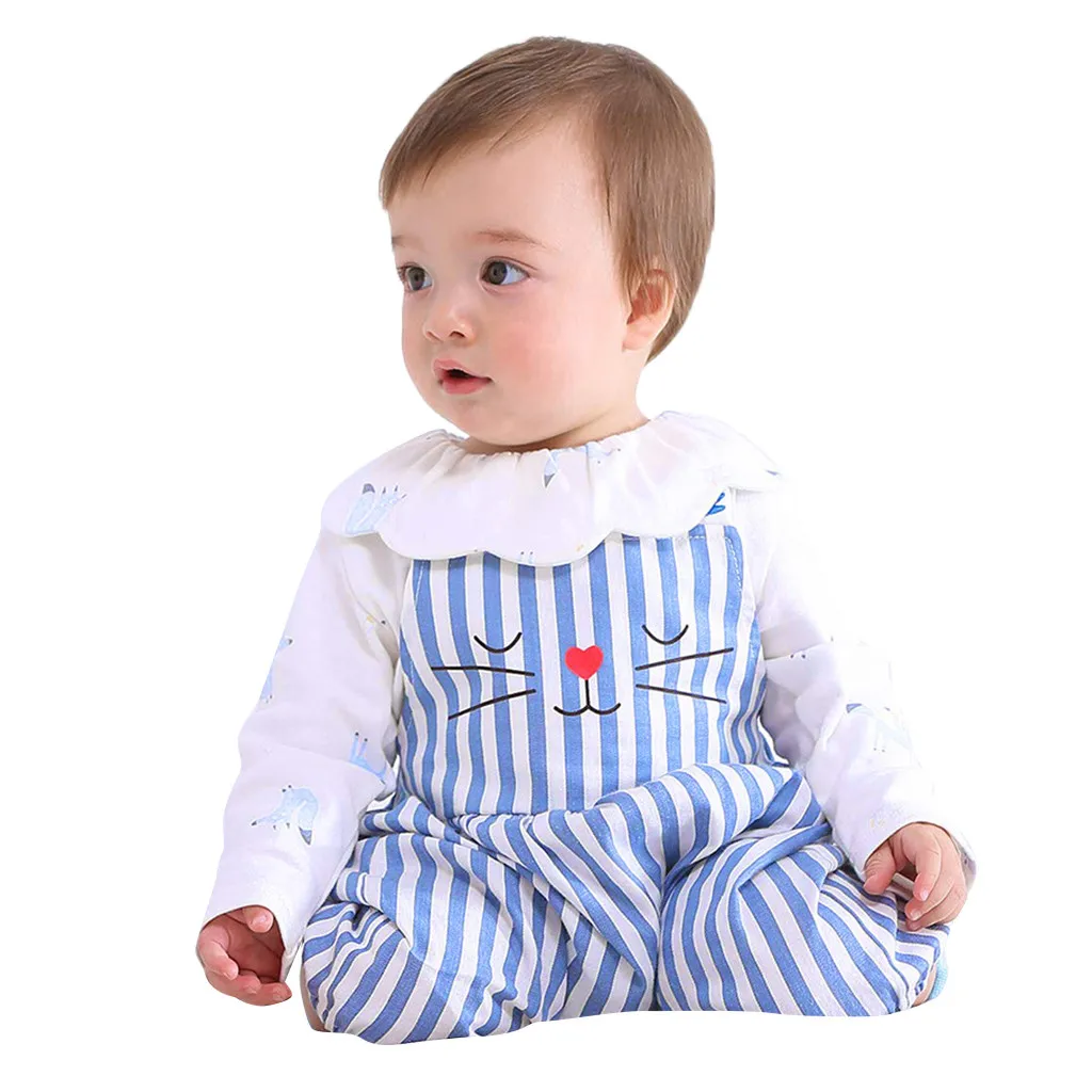 

2019 Brand New Summer Toddler Infant Newborn Baby Girls Boys Romper Sleeveless Stripe Cartoon Jumpsuits 5.22