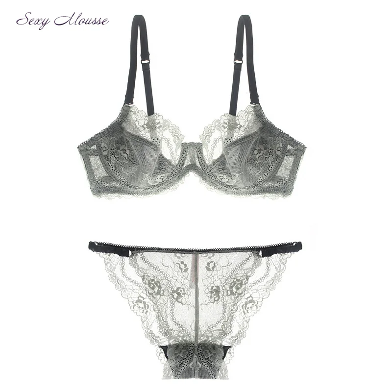 Сексуальный мусс французский женский летний сексуальный полый прозрачный кружевной бюстгальтер набор ультра-тонких моделей бюстгальтер нижнее белье