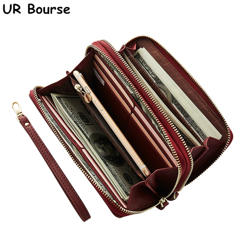 

UR BOURSE High Quality Clutch Women Handbag Wallet Ladies Large Capacity Handle Coin Purse Female Card Holder Multi-card Wallet