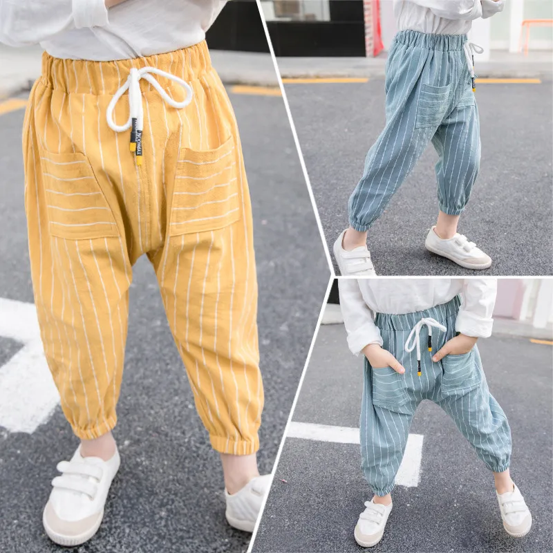 

JMFFY Kids Boys Pants Trousers Clothes 2019 New Hot Casual Cotton Pants for Boys Children Clothing Striped 2-9T Spring Summer