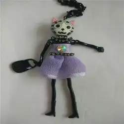 Hybzh кот лицо Женская старинные ювелирные изделия новая кукла колье с подвесками Бесплатная доставка старинное серебро-длинными ожерелья