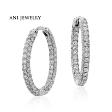 ANI 18k White Gold Women Circle Earrings 1.83 CT Certified I/S1 Natural Diamond Women Fine Jewlery Circle Earrings Customized