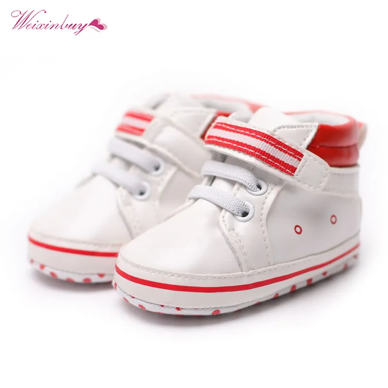 

PU Leather Prewalker Infant Sweet Sneaker Anti-skid Hi-top Soft Baby Shoes Newborn Baby Boy First Walker 0-18 Months