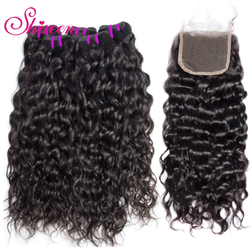 Human Hair Water Wave Bundles With Closure Shireen Malysian Hair Extension Remy Hair Weave 3 Bundle With Closure 4*4 bresiliens Human Hair Water Wave Bundles With Closure Shireen Malysian Hair Extension Remy Hair Weave 3 Bundle With Closure 4*4 bresiliens