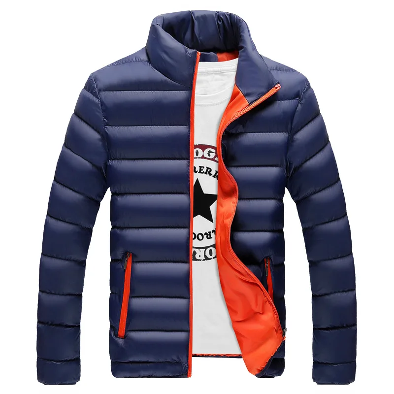 Повседневная мужская куртка, Новое поступление, зимняя верхняя одежда, парка, Мужская Удобная теплая куртка-бомбер, Мужская однотонная качественная куртка, Homme M-6XL - Цвет: navy-2