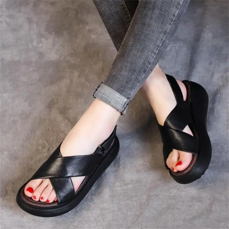 

2023 summer new Women's Sandal Genuine Leather Platform Sandal Retro Handmade thick soles Ladies Shoes Sandal