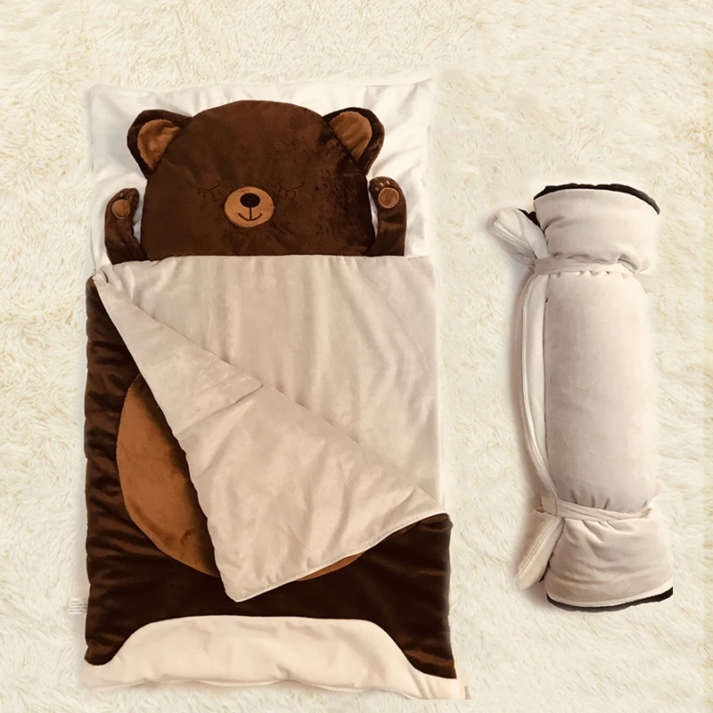 

Winter Baby Bear Bedding Set Coral Velvet Baby Crib Cartoon Infant Bedding Quilt Pillow Portable Nowborn Bed Sheet Bed Blanket