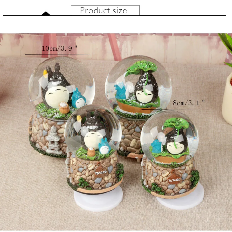 Nuevo Miyazaki Totoro bola de cristal caja de música adornos bola de cristal nieve con luz de música agua Polo caja de música artesanías hogar regalos