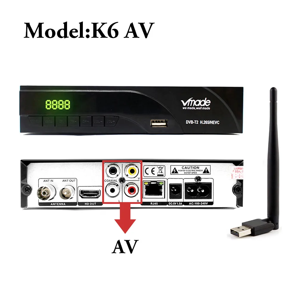 Голландский DVB-T2 цифровой приемник поддерживает FTA H.265/HEVC DVB-T RJ45 LAN dvb t2 горячая Распродажа Европа Россия Чешский Республика Германия - Цвет: K6-AV-WIFI