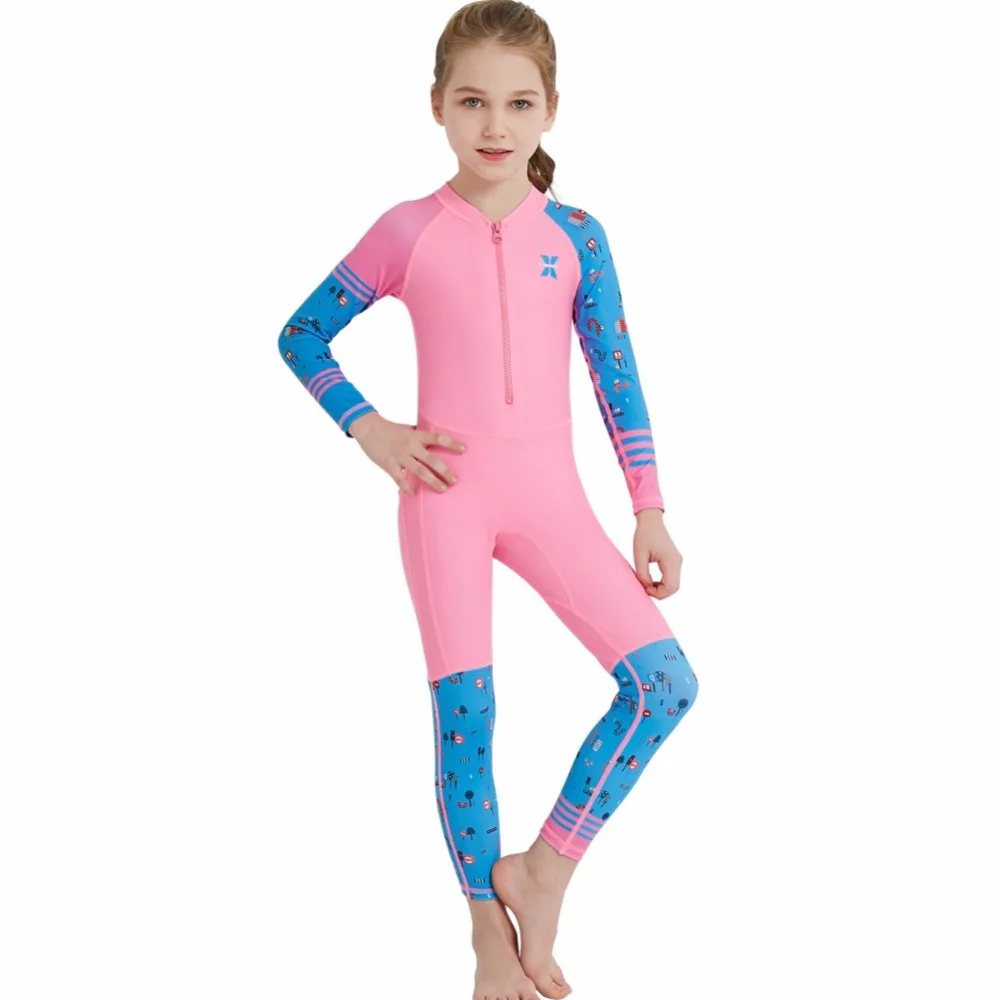 Swimwear Girls Boys UV Protection Swimsuit Wetsuit Surfing Diving Suit with Cap