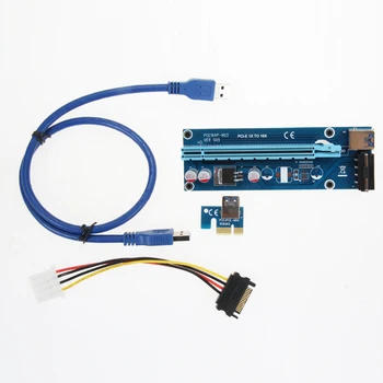 30/60CM PCIe PCI-E PCI Express Riser Card 1x to 16x USB 3.0 Data Cable SATA to 4Pin IDE Molex Power Supply for BTC Miner Machine