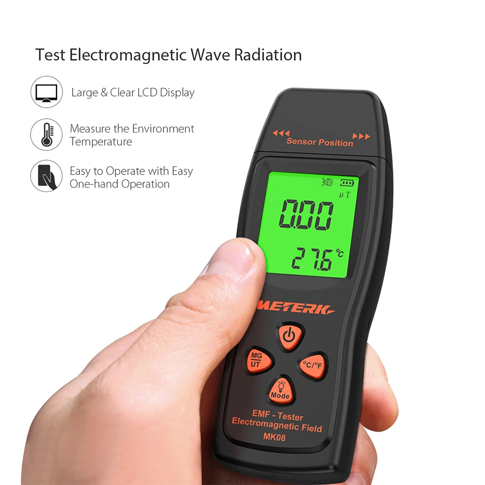 Meterk EMF метр ручной Мини цифровой ЖК-дисплей EMF детектор электромагнитного поля излучения тестер Дозиметр Тестер счетчик