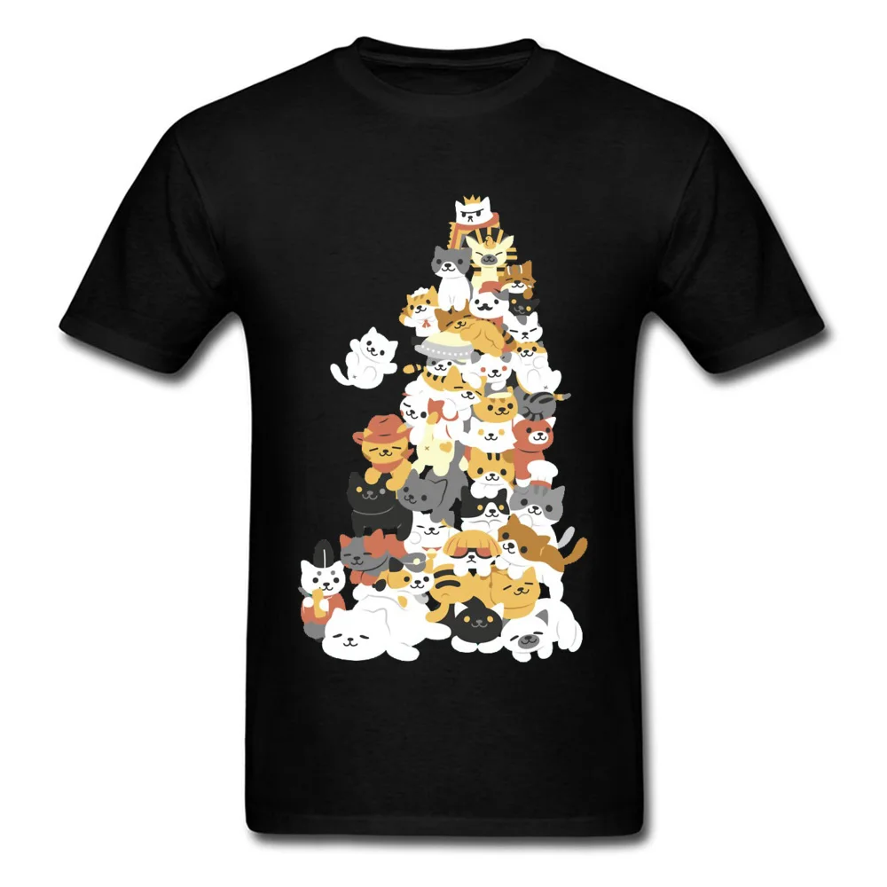 

Cat Pile Christmas Trees Kawaii Design T Shirt Round Neck 3D Print Tshirt Summer Tee Short Sleeve Men Cotton Europe Tops & Tees
