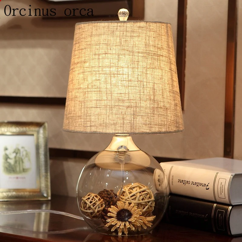 European pastoral village glass desk lamp bedroom bedside lamp warm