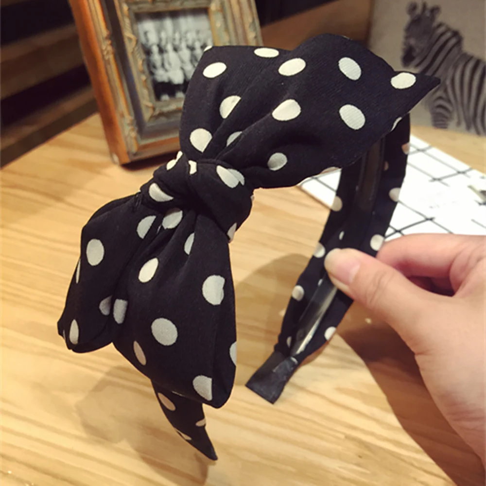

2019 Bow Polka Dot Hairbands Women Spring Hair Accessories Head Wrap Korean Dot Cotton Fabric Boho Turban Headband Hair Bands