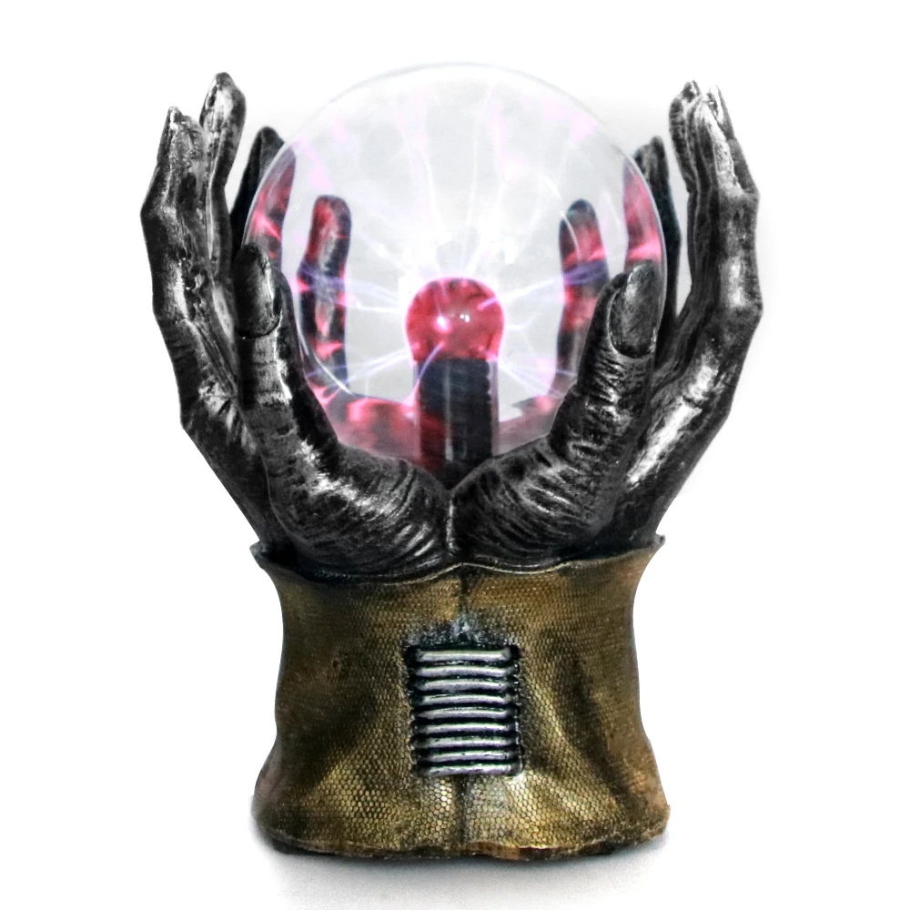 Новинка Настольная лампа с изображением скелета и руки, плазменный шар, сенсорный отклик, Череп, статуэтка, Holloween, страшное освещение