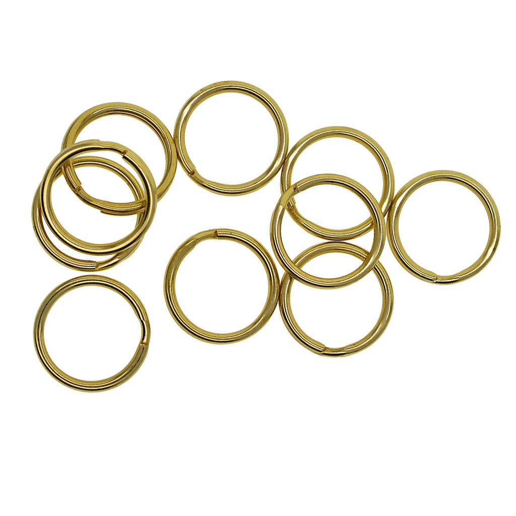 10 Pieces Round Solid Brass Split Key Ring Chain Hook Hardware Keyrings Keyschains Connector Bag Charms Clasp 20mm	