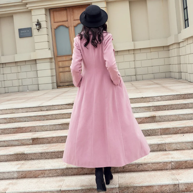 Женское зимнее пальто, женские пальто, шерстяное пальто, женский костюм с воротником, однобортное, тонкое розовое шерстяное пальто, верхняя одежда, manteau femme