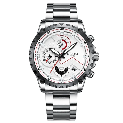 NIBOSI мужские s часы лучший бренд класса люкс модные часы мужские спортивные кварцевые часы полностью стальные деловые водонепроницаемые часы Relogio Masculino - Цвет: 3