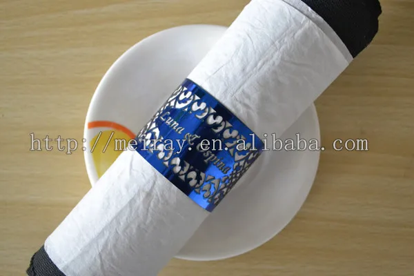 

laser cut royal blue napkin rings paper for wedding from Mery 125pcs