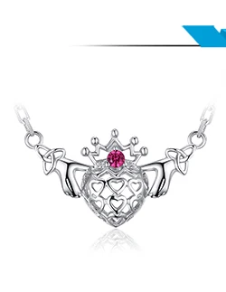 Кельтский Клэдда создан рубиновое ожерелье с подвеской 925 драгоценные камни из стерлингового серебра яркий Чокер-цепочка Цепочк