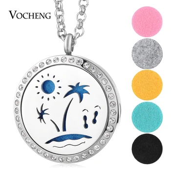 

10pcs/lot Essential Oil Scent Locket Necklace 316L Stainless Steel Pendant Magnetic Beach Crystal without Felt Pads VA-325*10