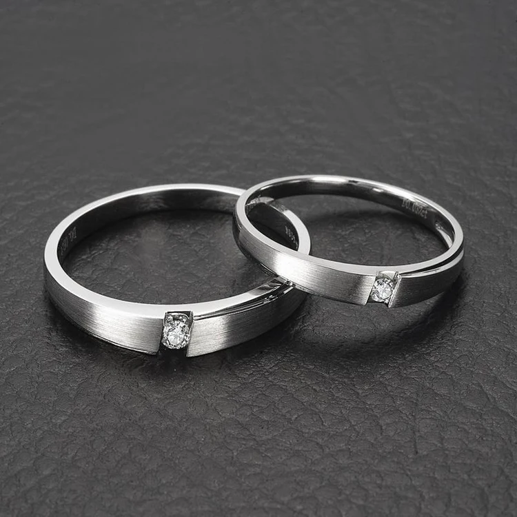 Натуральный бриллиант 18 К кольца Свадебные пара комплект из натуральной 0.09ct/пара SI/H АЛМАЗ Белое золото обручение кольца, обручальные