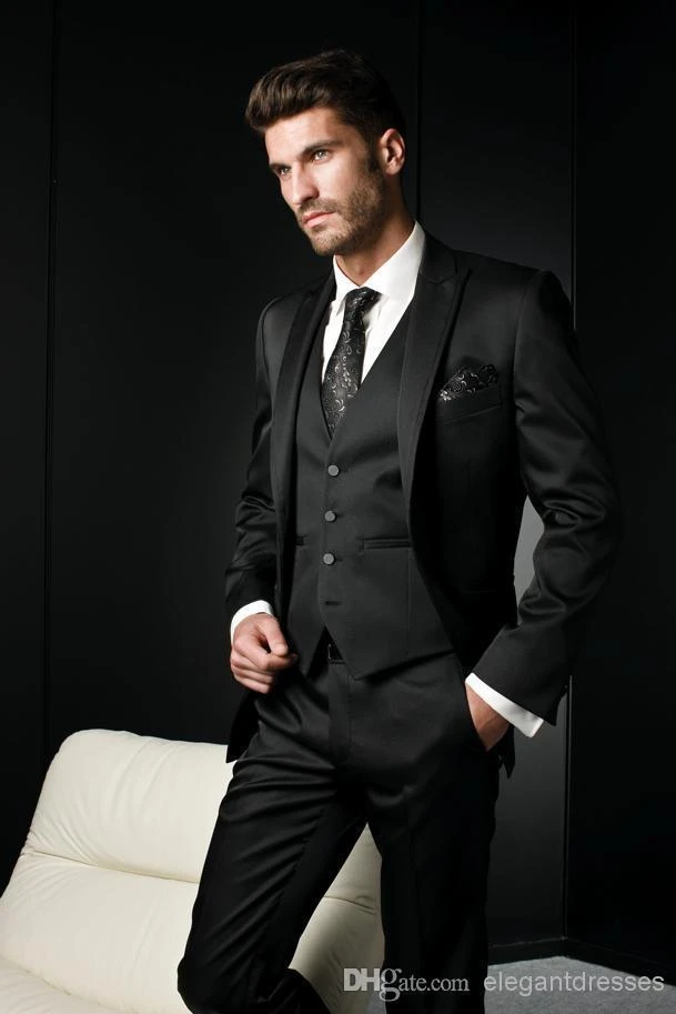 de novio negros, trajes de novio (chaqueta + Pantalones + corbata chaleco) M 92, novedad de 2018|bridegroom suitblack tuxedo suit - AliExpress