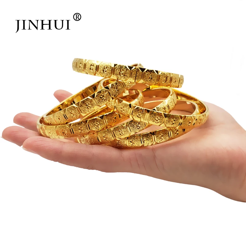 Jin Hui New Fashion lady Luxury Gold Color Jewelry Bangles Ethiopian African Women Dubai Bracelet Party wedding Gifts Can Open