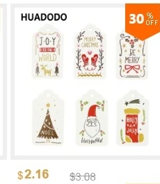 HUADODO 50 шт. рождественские крафт-бумажные бирки этикетки «сделай сам» с веревкой для нового года рождественские украшения подарочная упаковка вечерние украшения