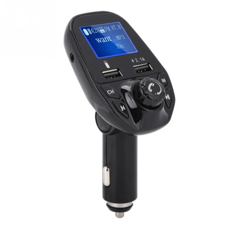 

Portable Car FM Radio Transmitter Noise Cancelling Bluetooth Hands-free Call LED Display Dual USB Charger with PW Cut Memory