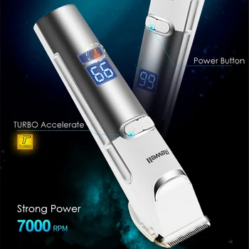 

100-240V TURBO Rechargeable Hair Clipper Lithium Professional Hair Trimmer for Men Barber Electric Cutter Hair Cutting Machine