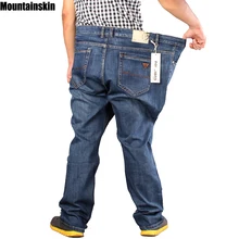 Mountainskin New Men’s Full Length Retro Jeans Solid Casual Denim Pants Straight Fitness Men Jeans Plus Sizes Brand Jeans,JA460