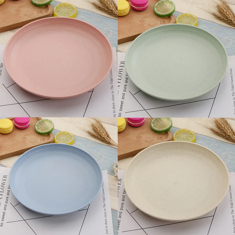 

Creative Fruit Plate Solid Color Eco Food Snack Dish Plate Wheat Straw Lunch Dinner Dessert Fruit Plate Tray Tableware