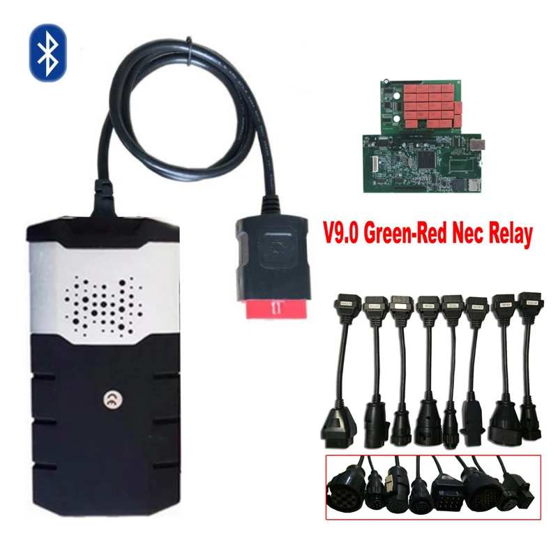 

2018 obd2 best V9.0 PCB VD DS150E CDP 2016.R0 with bluetooth for delphis diagnostic tool+8 pcs car cables .