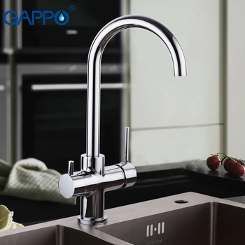 

GAPPO 1set Deck Mounted Kitchen sink Faucet Double Handle Water Purification Function 360 Rotation restroom mixer G1052-8