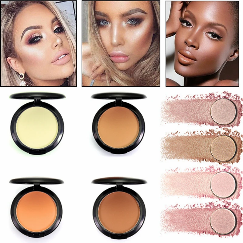 

Dark Skin Makeup Face Press Powder Waterproof Matte Translucent Mineral Setting Contour Make Up Finish Compact Foundation
