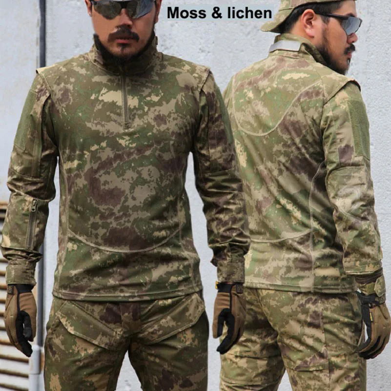 Мужские военные тактические рубашки бионический камуфляж Лето Осень рубашка городская полиция тактическая армейская Куртка Верхняя одежда - Цвет: 3