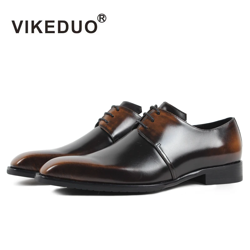 VIKEDUO/Винтажные модельные туфли для мужчин Коллекция 2020 года Однотонная обувь из