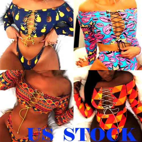 

Sexy Women's Lace Up Personality Bikini Set Push-up Paddad Beach Swimsuit Bathing Suit Swimwear