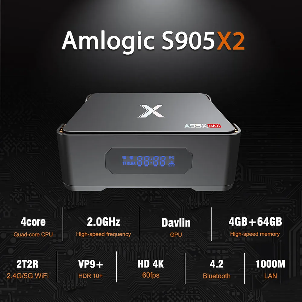  Video Recording Android 8.1 TV Box 4GB RAM 64GB Amlogic S905X2 Quad Core Dual Wifi BT4.2 1000M H.26