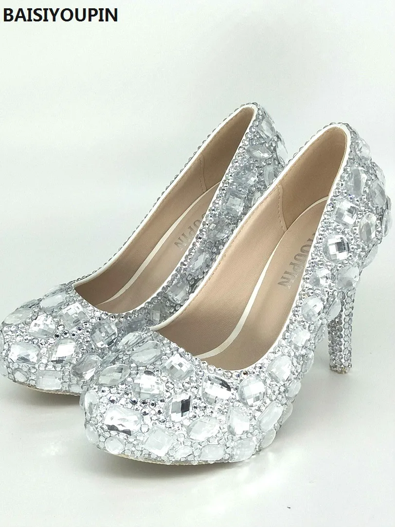 glass heel wedding shoes