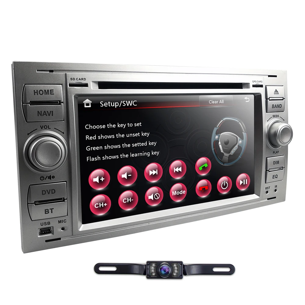 Discount Free 8G Map card+Rear Camera Car DVD player For Ford Focus Mondeo S-Max 4 Galaxy Kuga Transmit Black Silver RDS DVR DAB+ BT OBD2 4