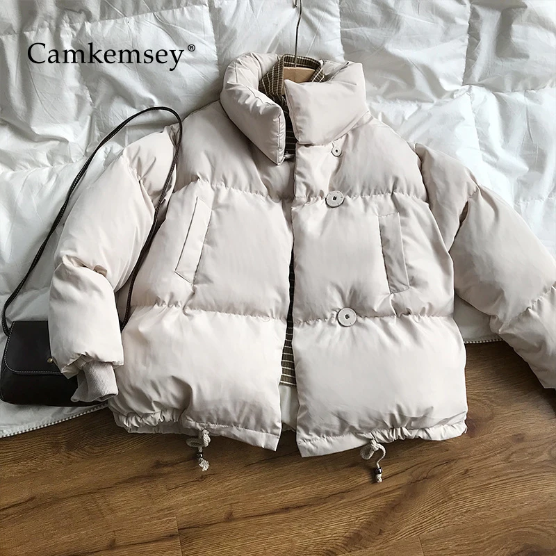 Acheter CamKemsey épaissir femmes Parkas 2018 nouveau décontracté col roulé lâche doudoune femme chaud coton rembourré hiver manteau femmes