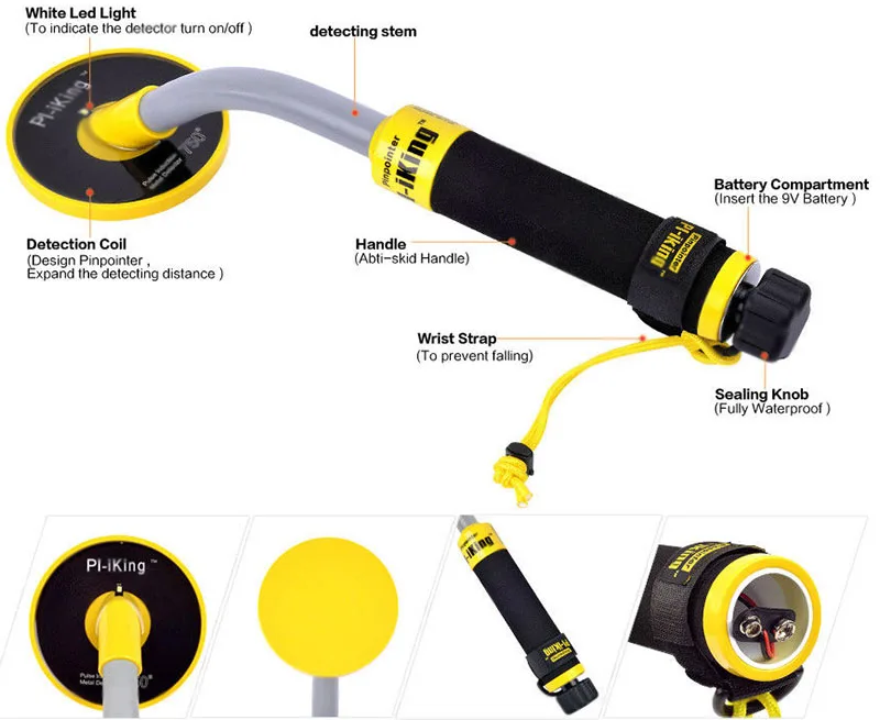 Pi-iking 30 м таргетинг Pinpointer Импульсной Индукции(PI) подводный металлический детектор водостойкий вибратор