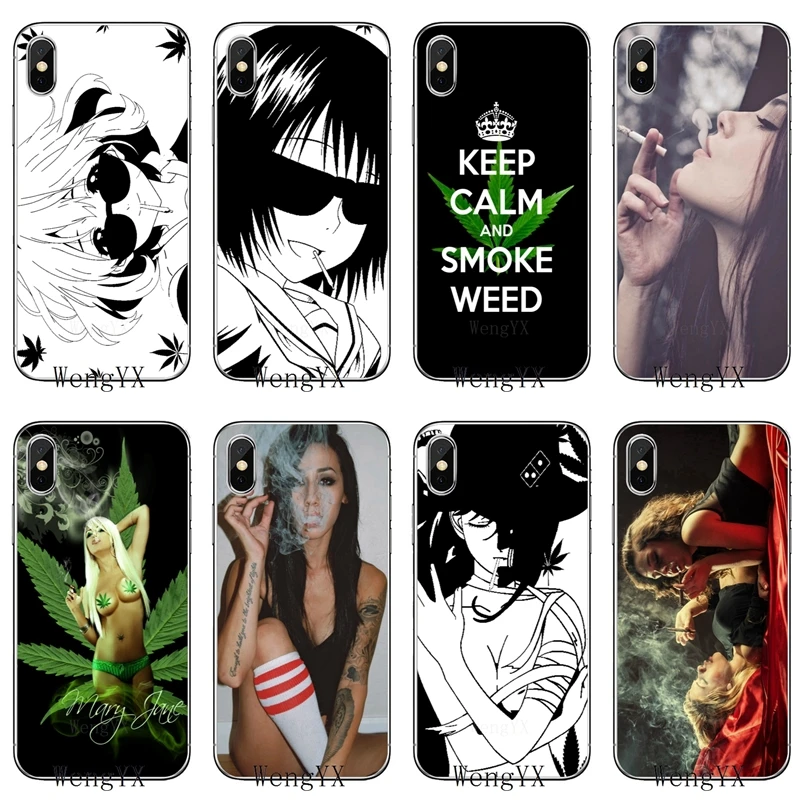 

retro Weed Smoke Sexy Girls Smoking slim TPU Soft phone cover case For Apple iPhone 4 4s 5 5s 5c SE 6 6s 7 8 plus X XR XS Max