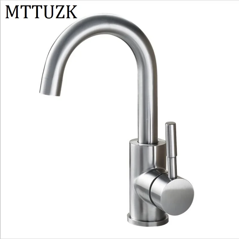 Mttuzk высокого качества 304 Нержавеющая сталь одно отверстие Ванная комната бассейна кран горячей и холодной водопроводной воды высокого
