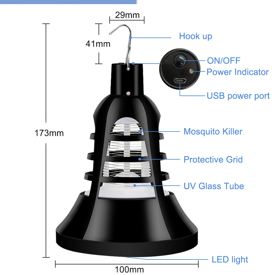 AC 220V Светодиодный светильник от комаров E27 светодиодный Электрический светильник от комаров мух жуков ловушка от насекомых Ночная лампа для домашнего освещения
